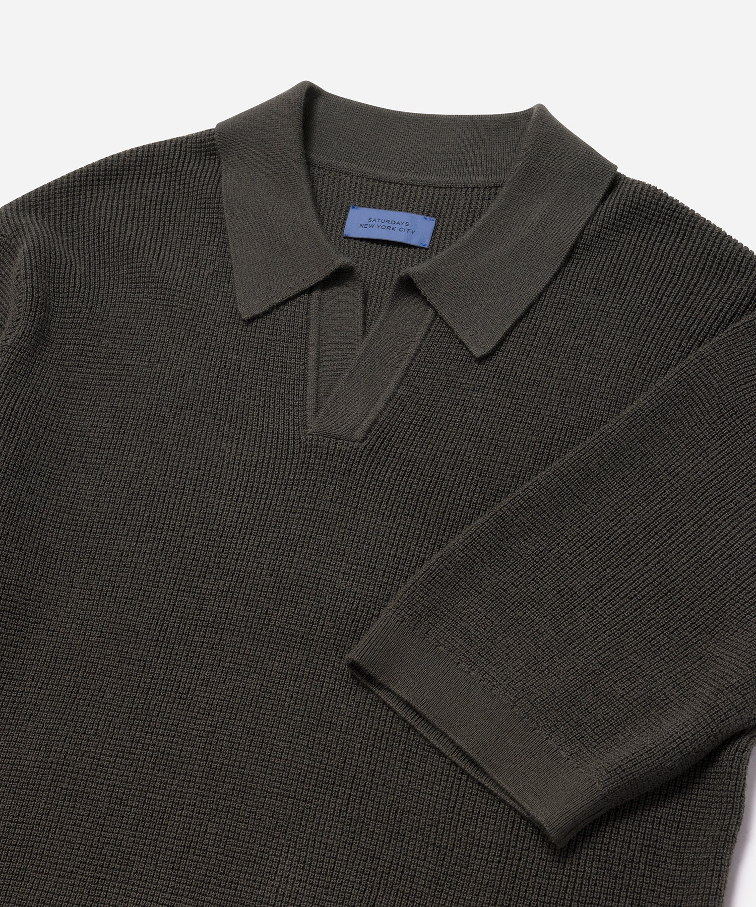 Army Green | Alex Merino Wool Open Placket Polo