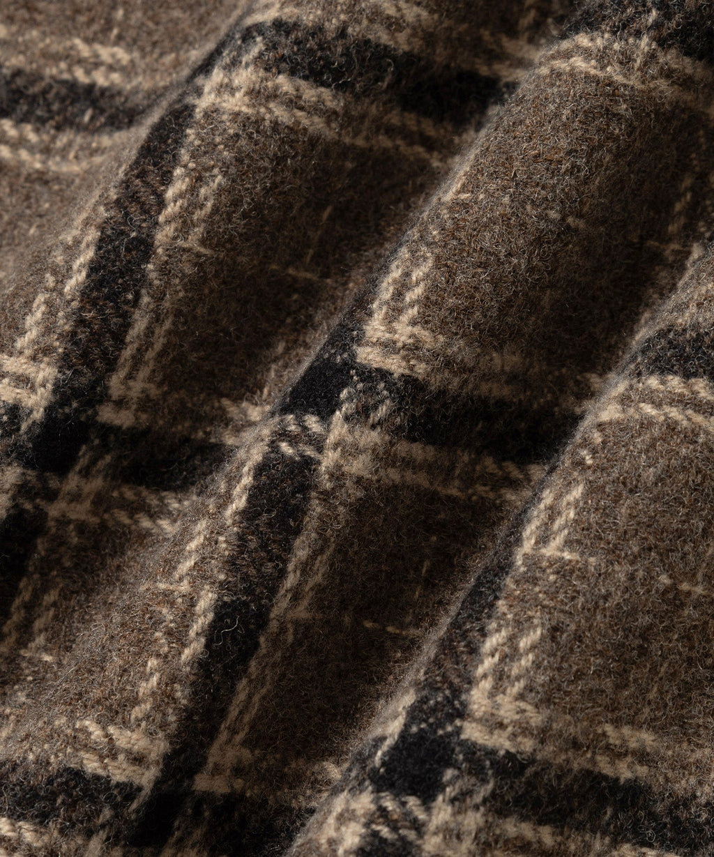 Beige | Open Collar Flannel Check Shirt | Saturdays NYC