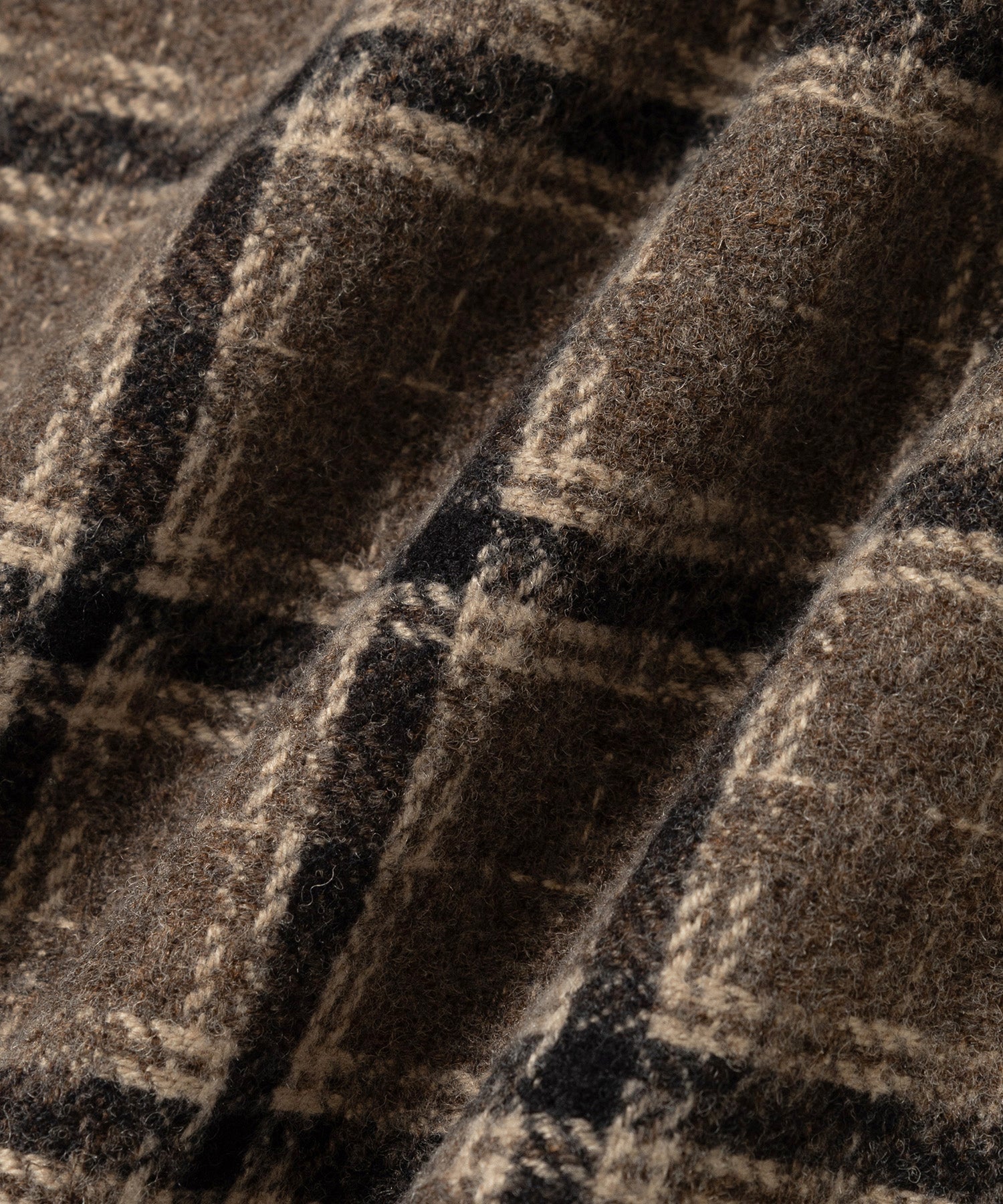 Beige | Open Collar Flannel Check Shirt | Saturdays NYC