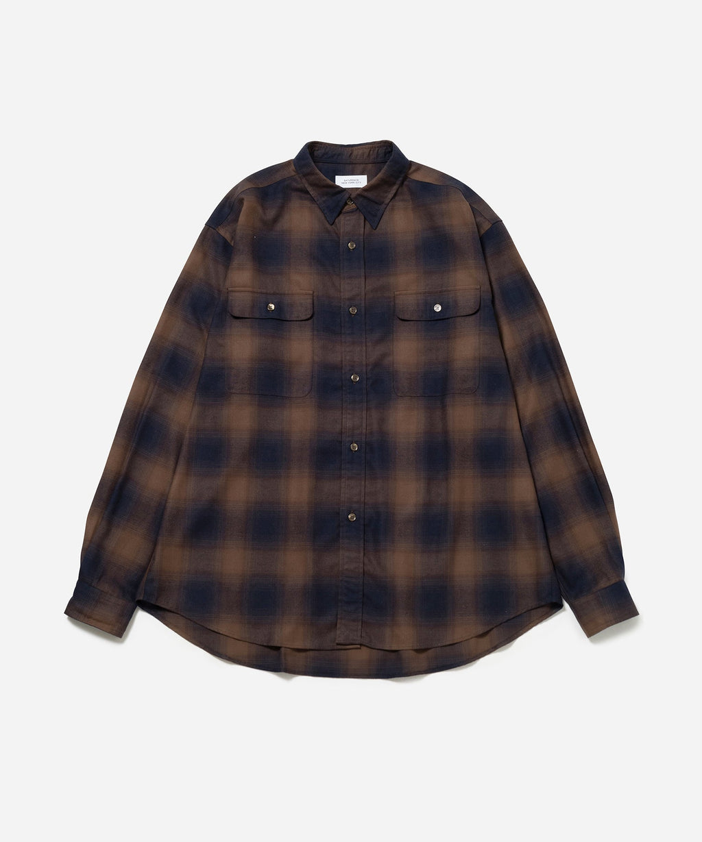 Brown | Ombre Check Work Shirt | Saturdays NYC