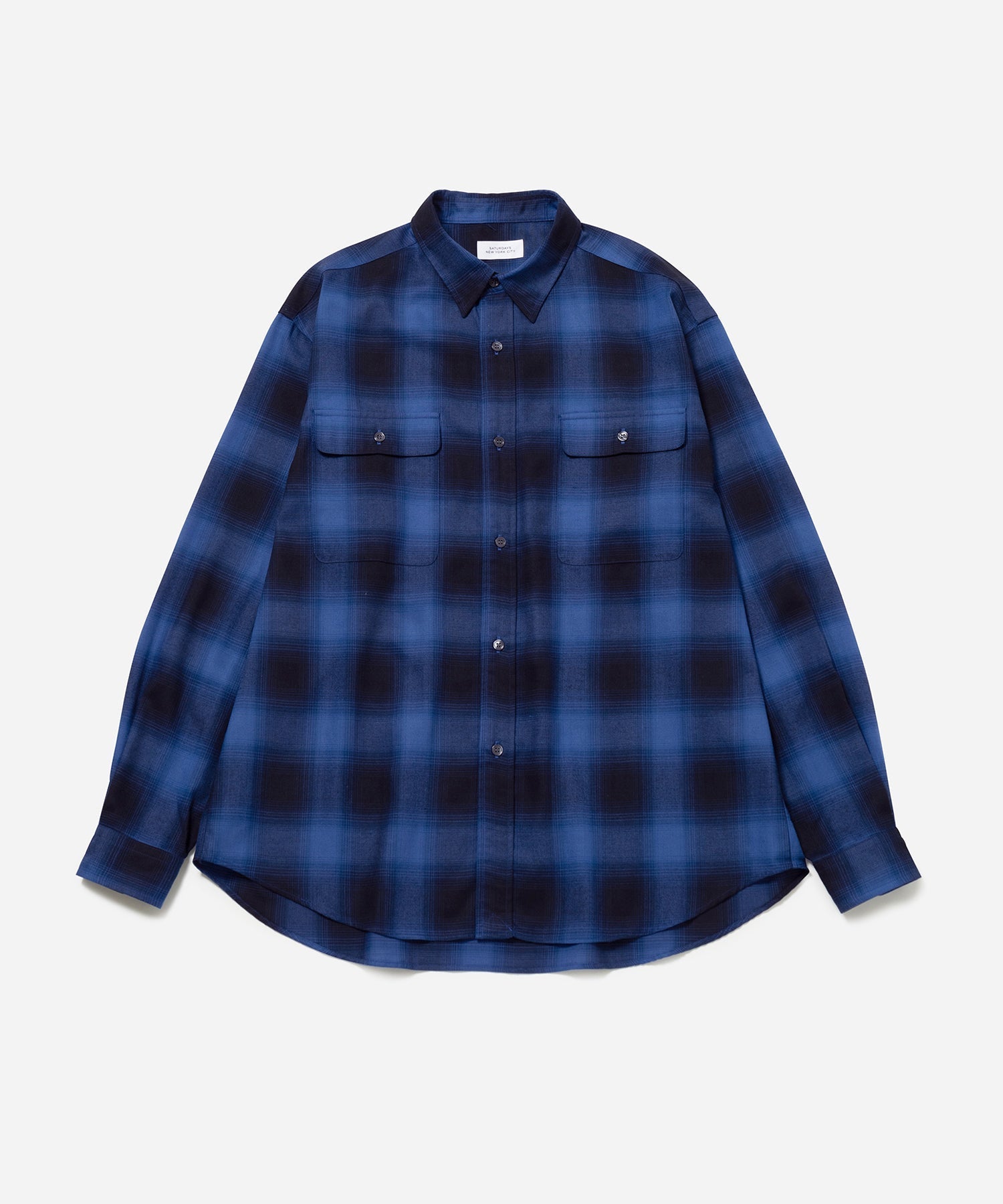 Blue | Ombre Check Work Shirt | Saturdays NYC