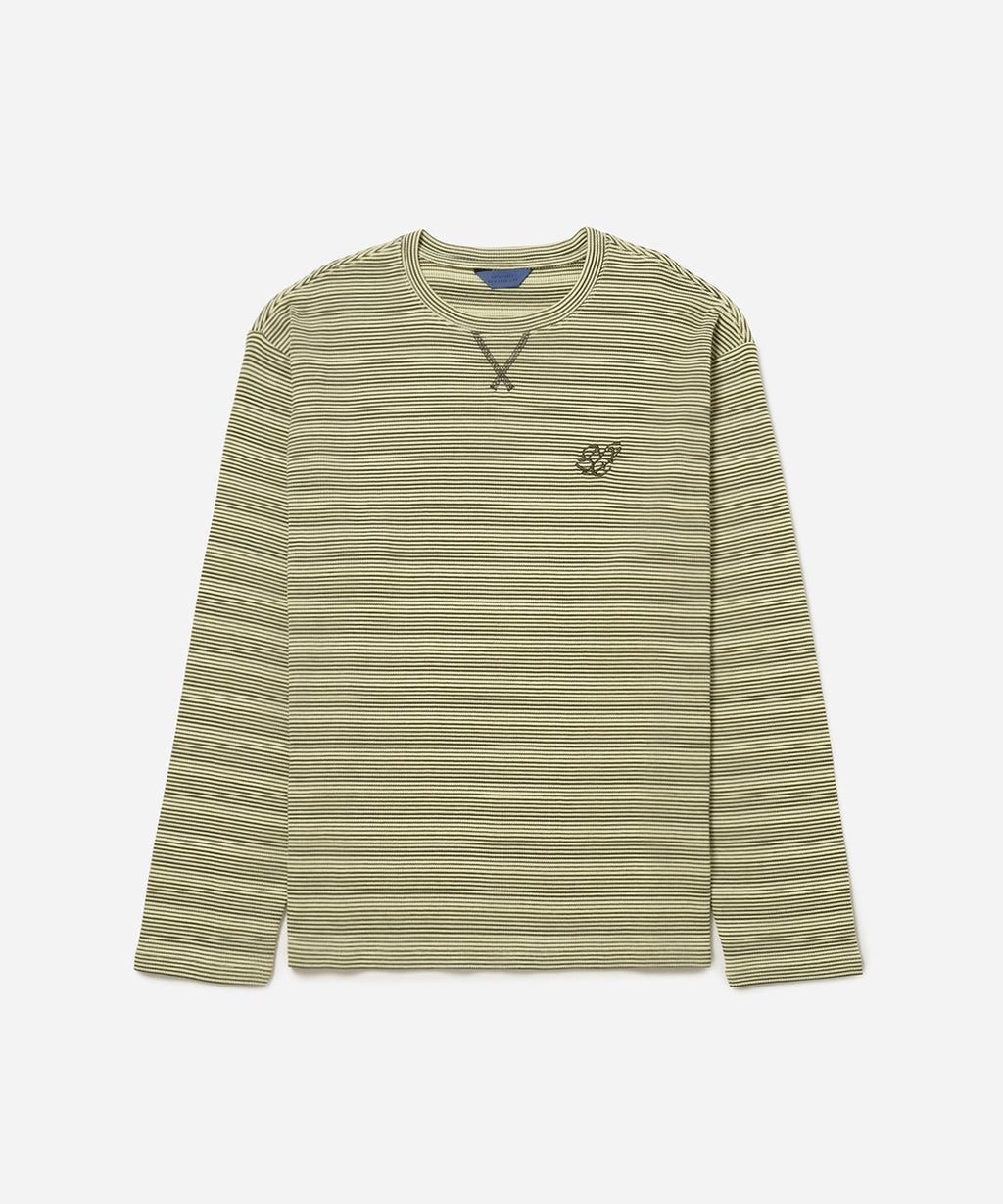 French Vanilla | Striped Waffle Relaxed LS Tee