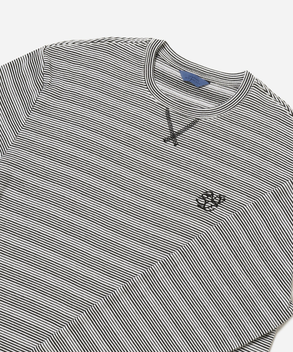 Ivory | Striped Waffle Relaxed LS Tee