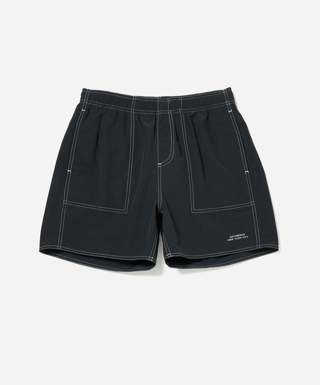 Black | Talley Contrast Stitch Swim Shorts | Saturdays NYC