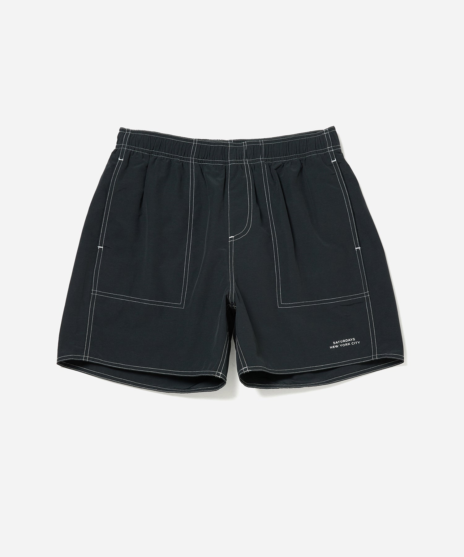 Black | Talley Contrast Stitch Swim Shorts | Saturdays NYC