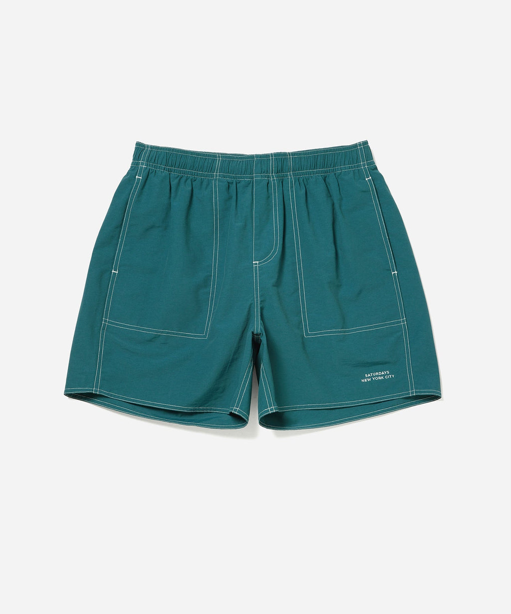 Green | Talley Contrast Stitch Swim Shorts | Saturdays NYC