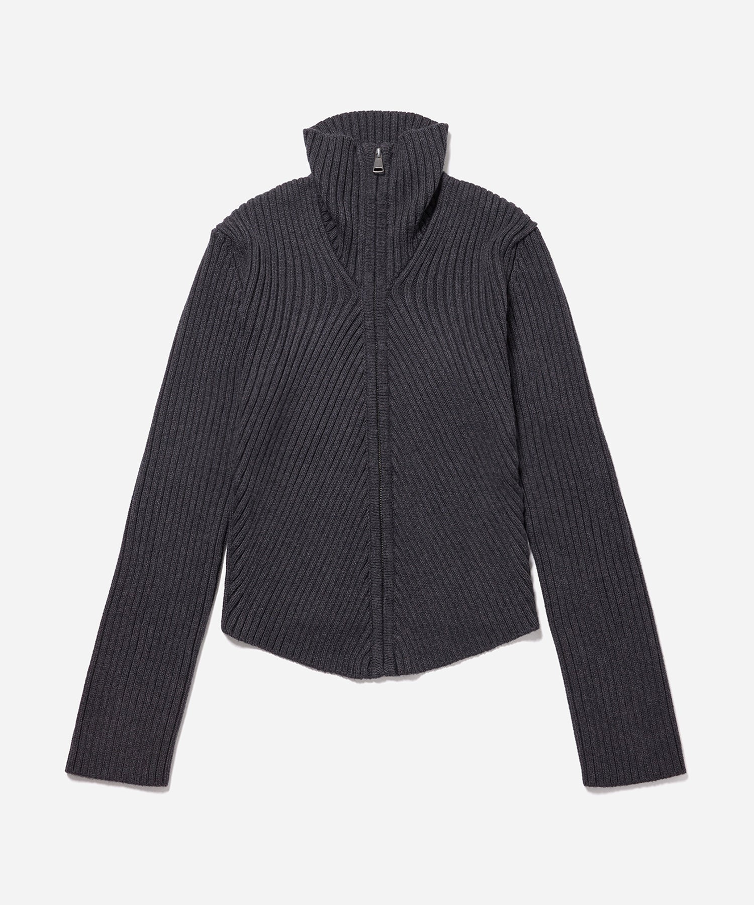 Charcoal Heather | Leah Cashmere Zip Sweater
