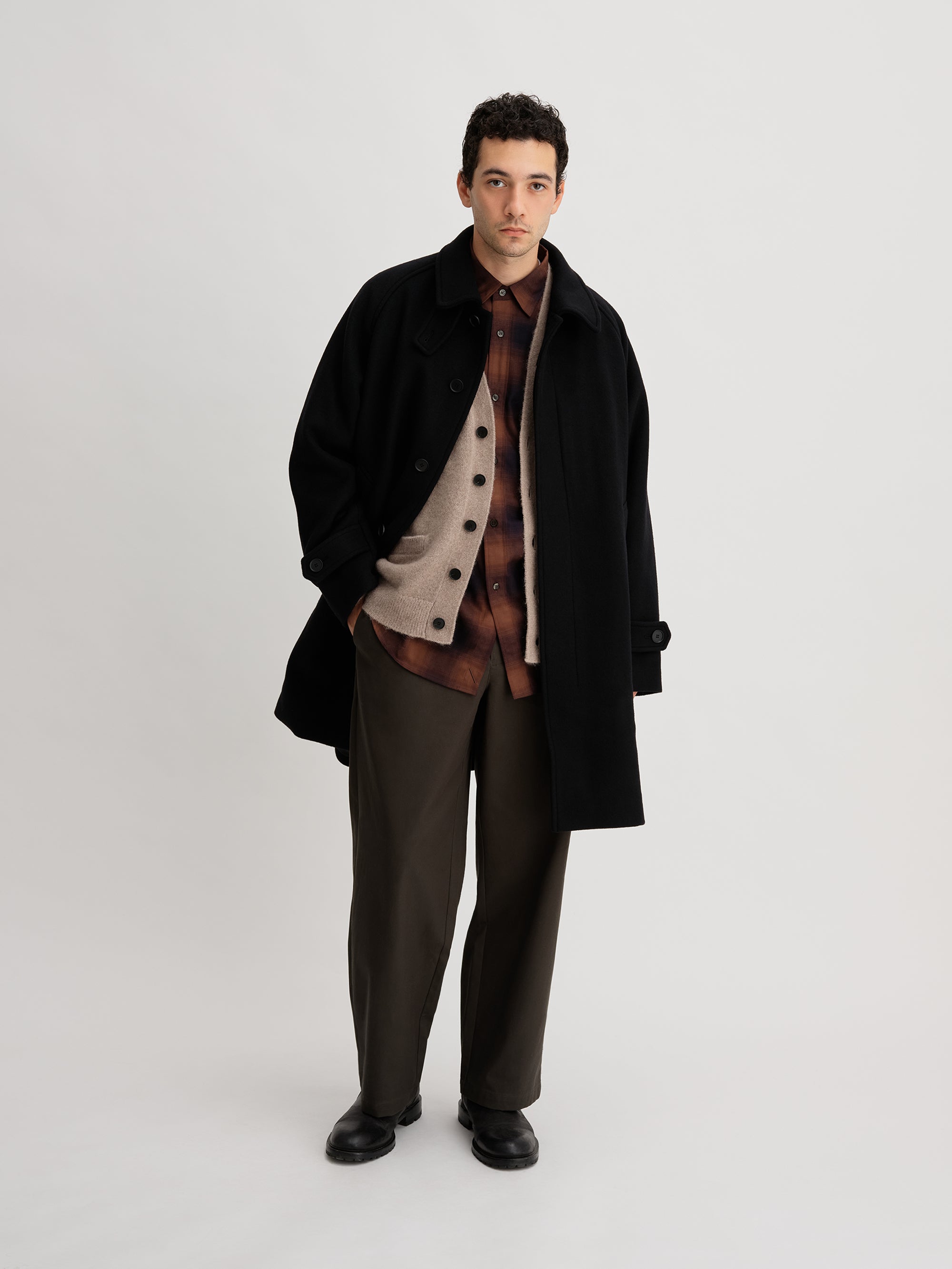 Black | Double Weave Wool Overcoat | Saturdays NYC