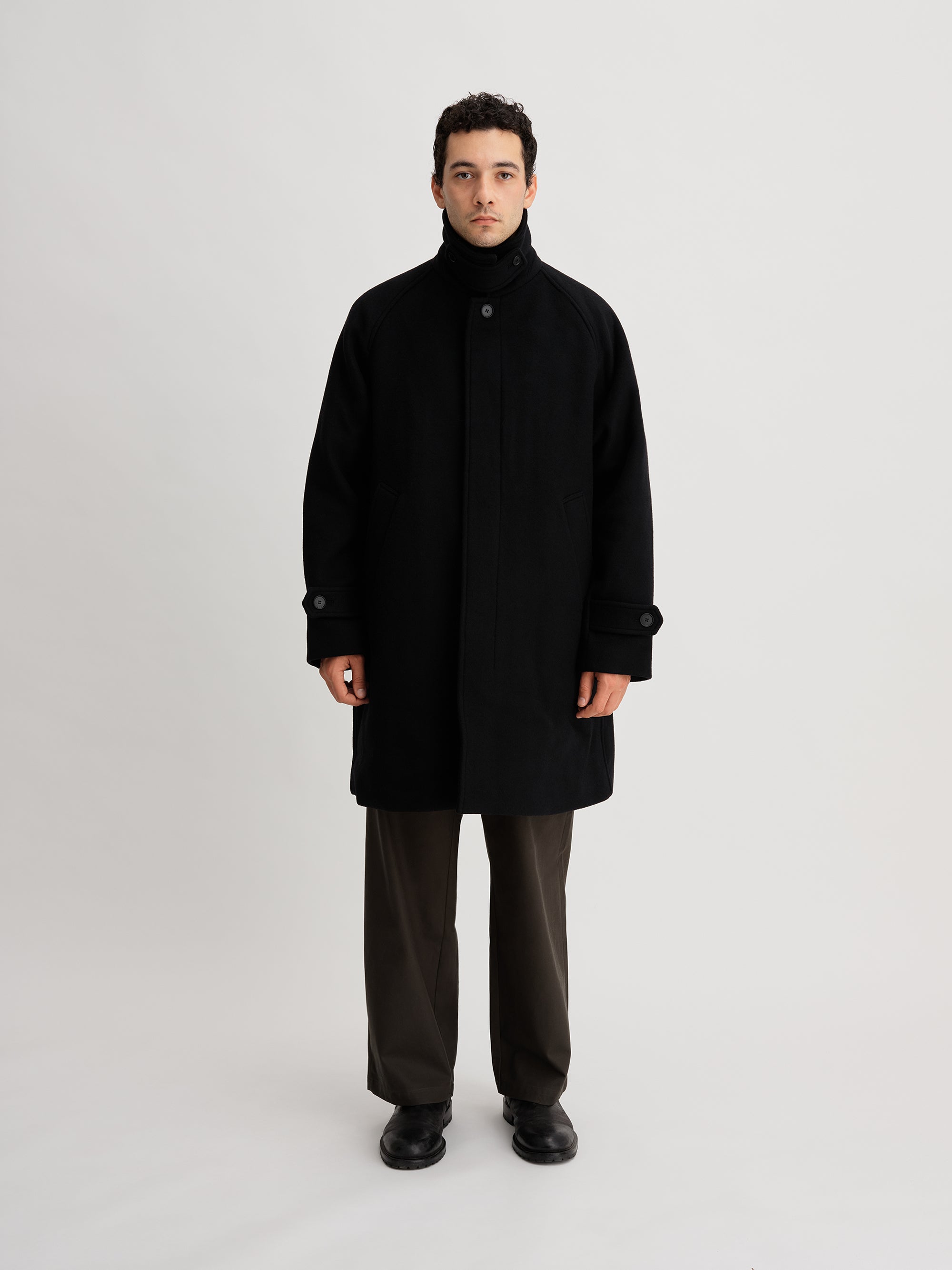 Black | Double Weave Wool Overcoat | Saturdays NYC