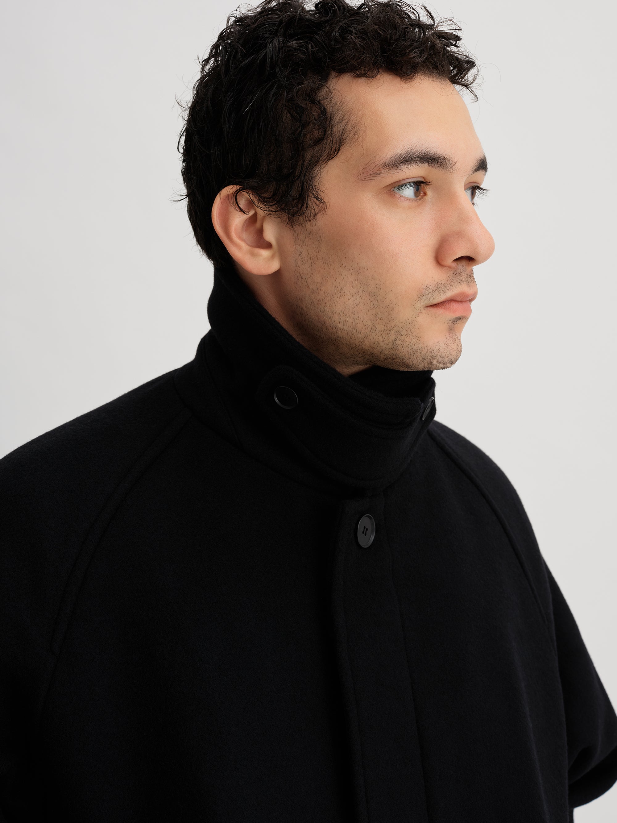 Black | Double Weave Wool Overcoat | Saturdays NYC