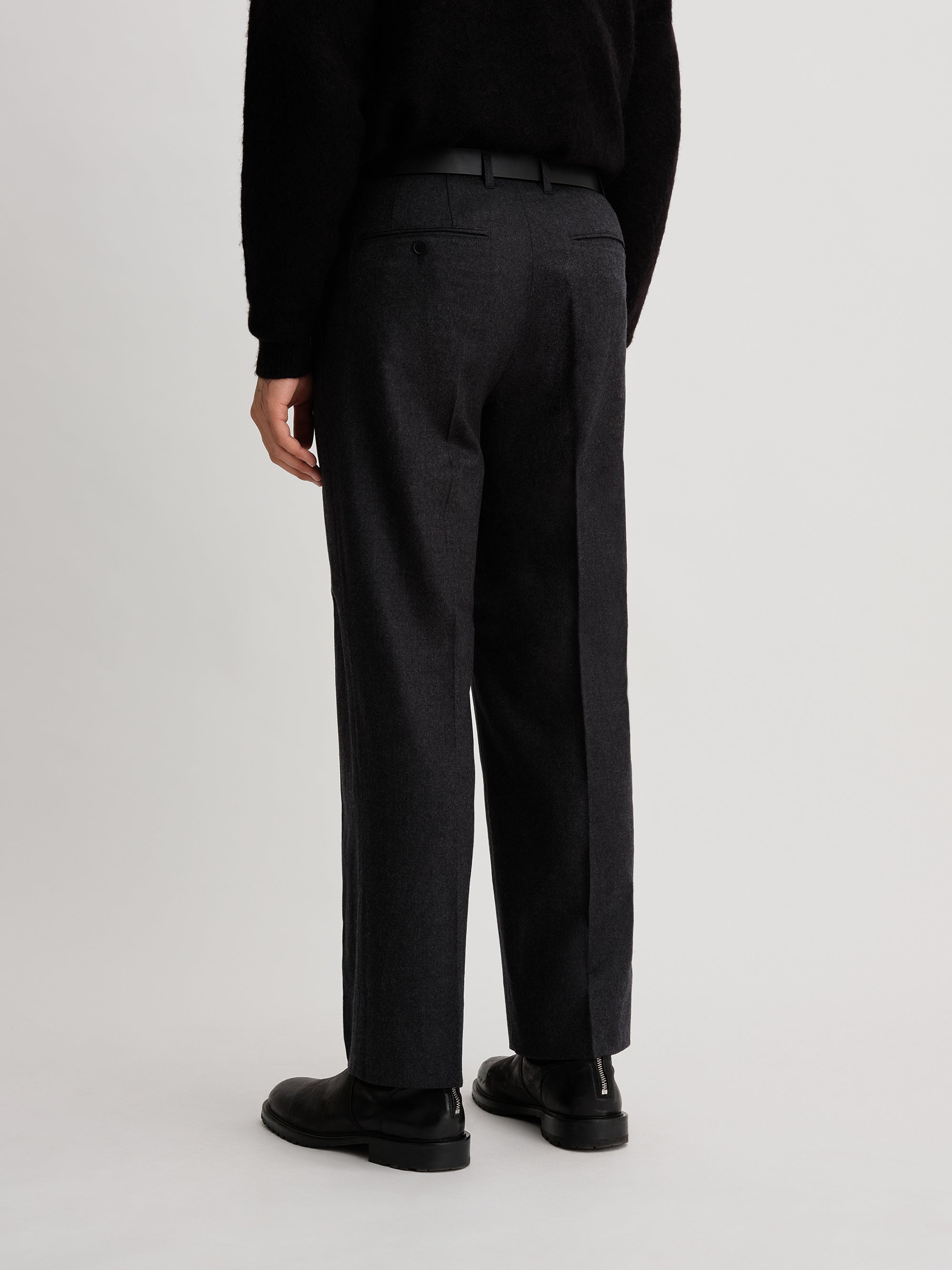 Charcoal | Wool Saxony 2Tuck Slacks | Saturdays NYC