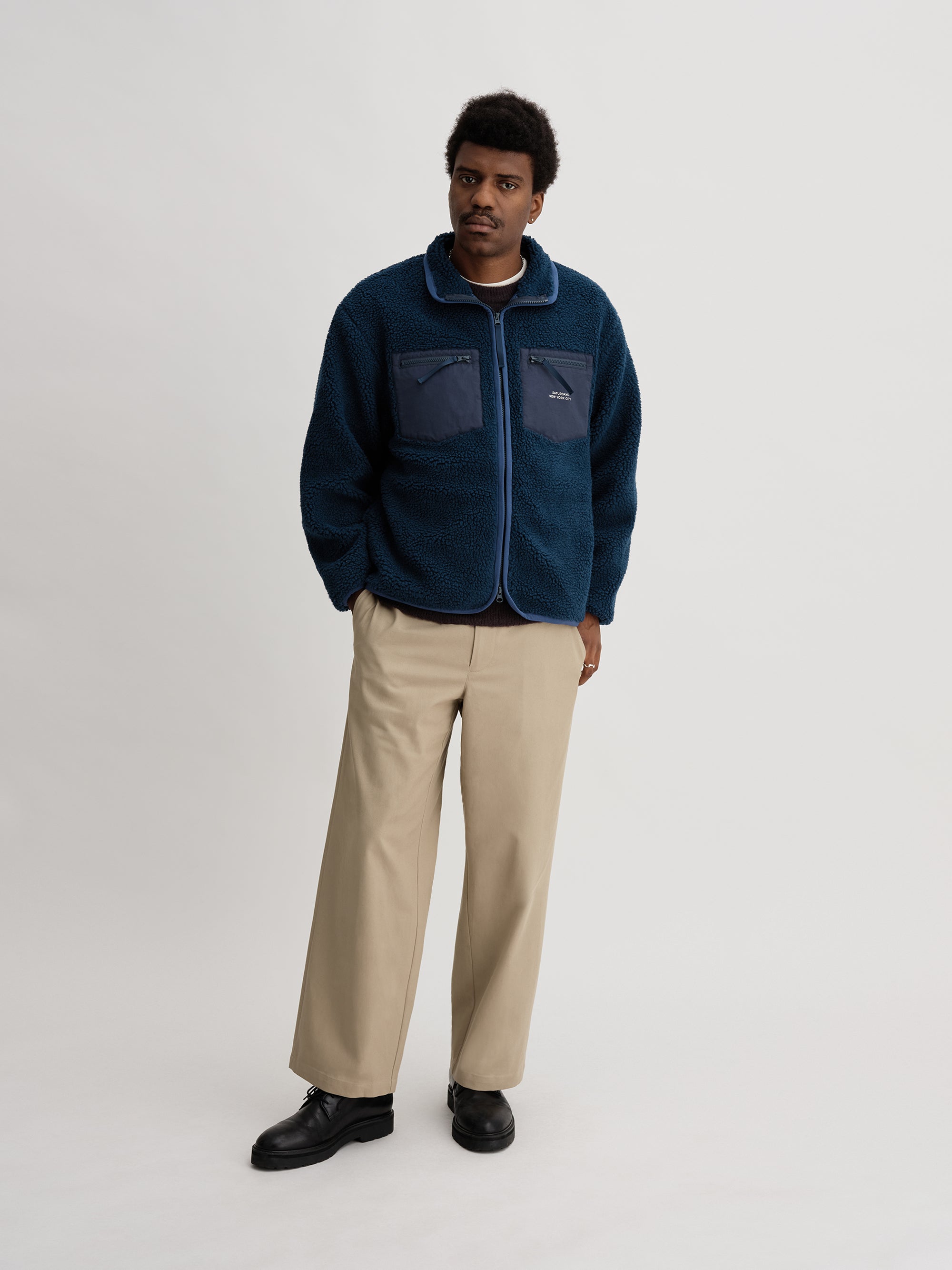 Blue | Boa Fleece Zip Blouson | Saturdays NYC