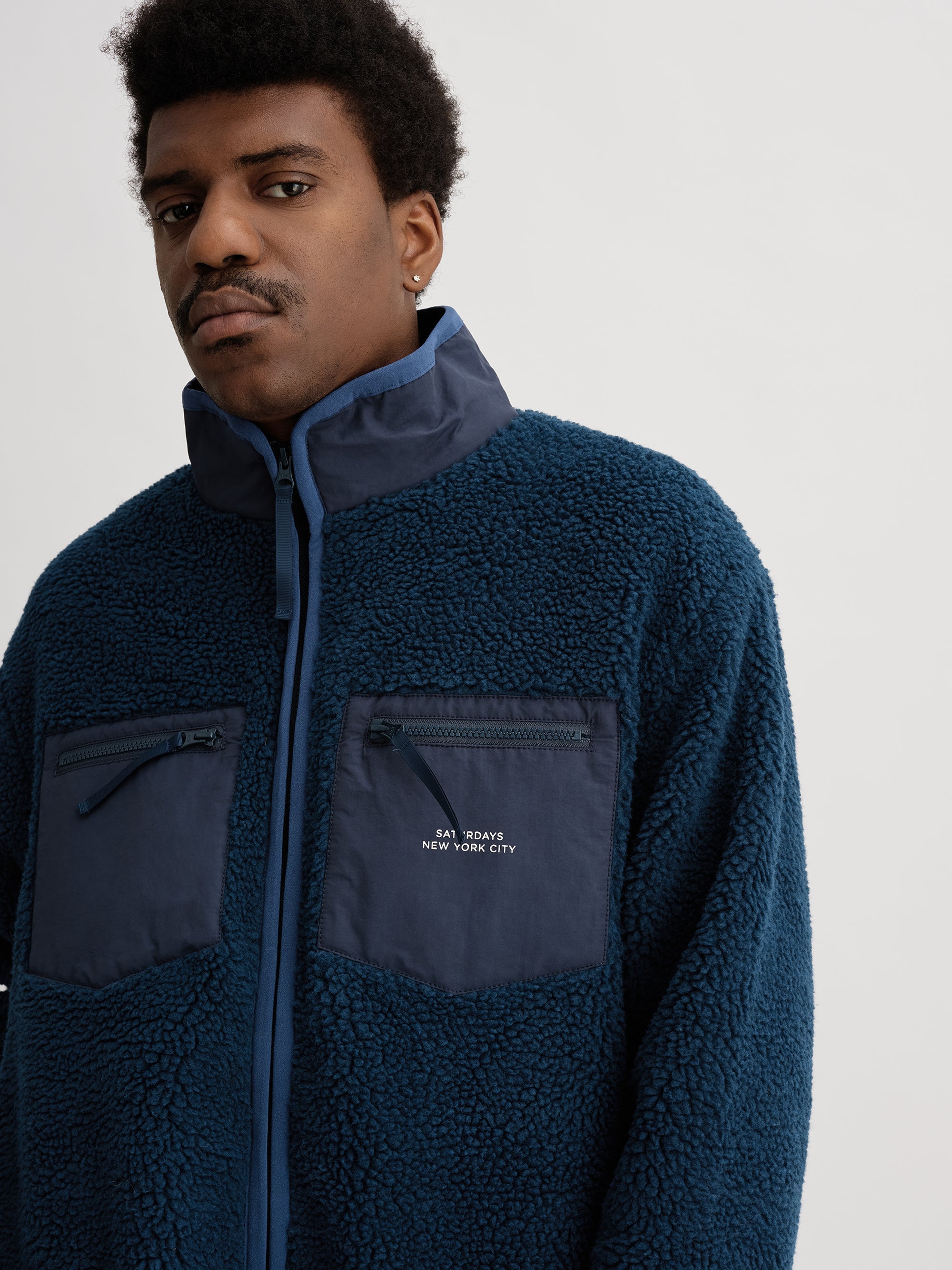 Blue | Boa Fleece Zip Blouson | Saturdays NYC