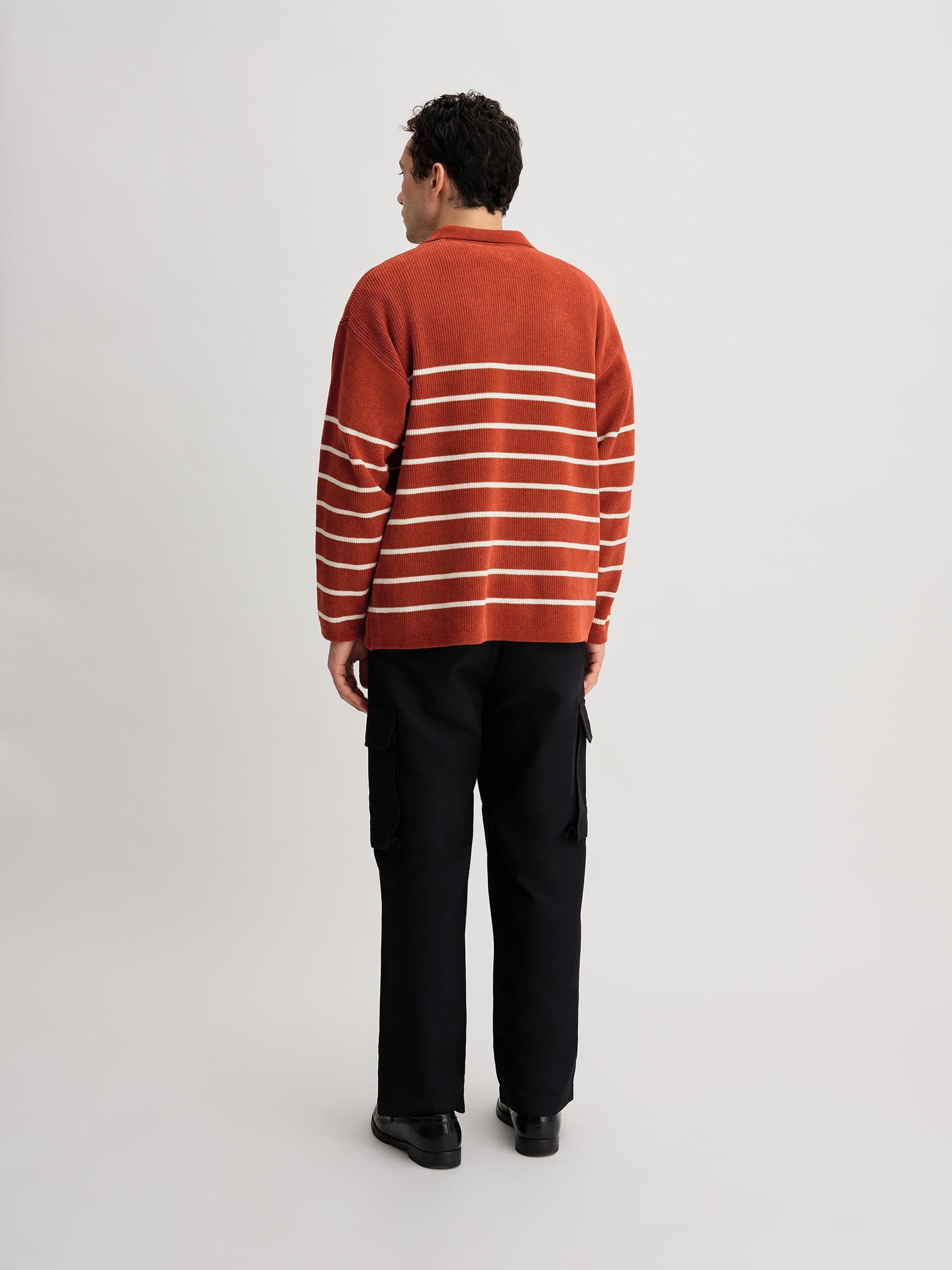 Brick/White | Mole Yarn Stripe Skipper Knit | Saturdays NYC