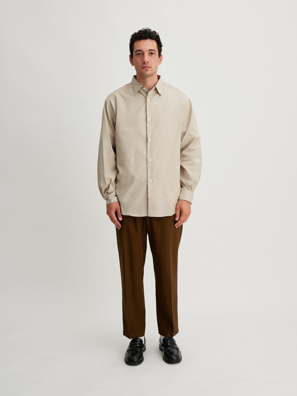 Beige | Regular Collar Stripe Shirt | Saturdays NYC