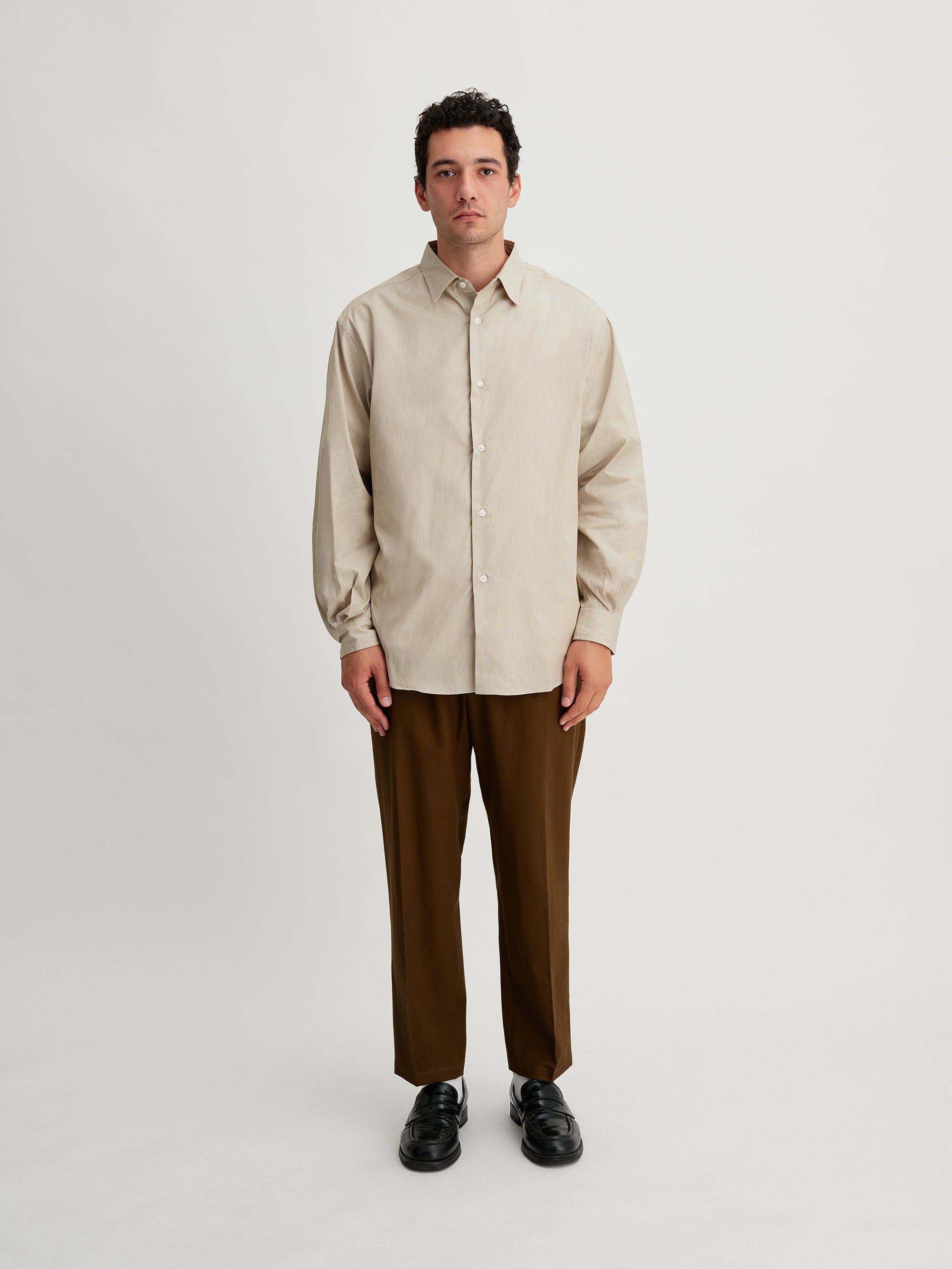 Beige | Regular Collar Stripe Shirt | Saturdays NYC