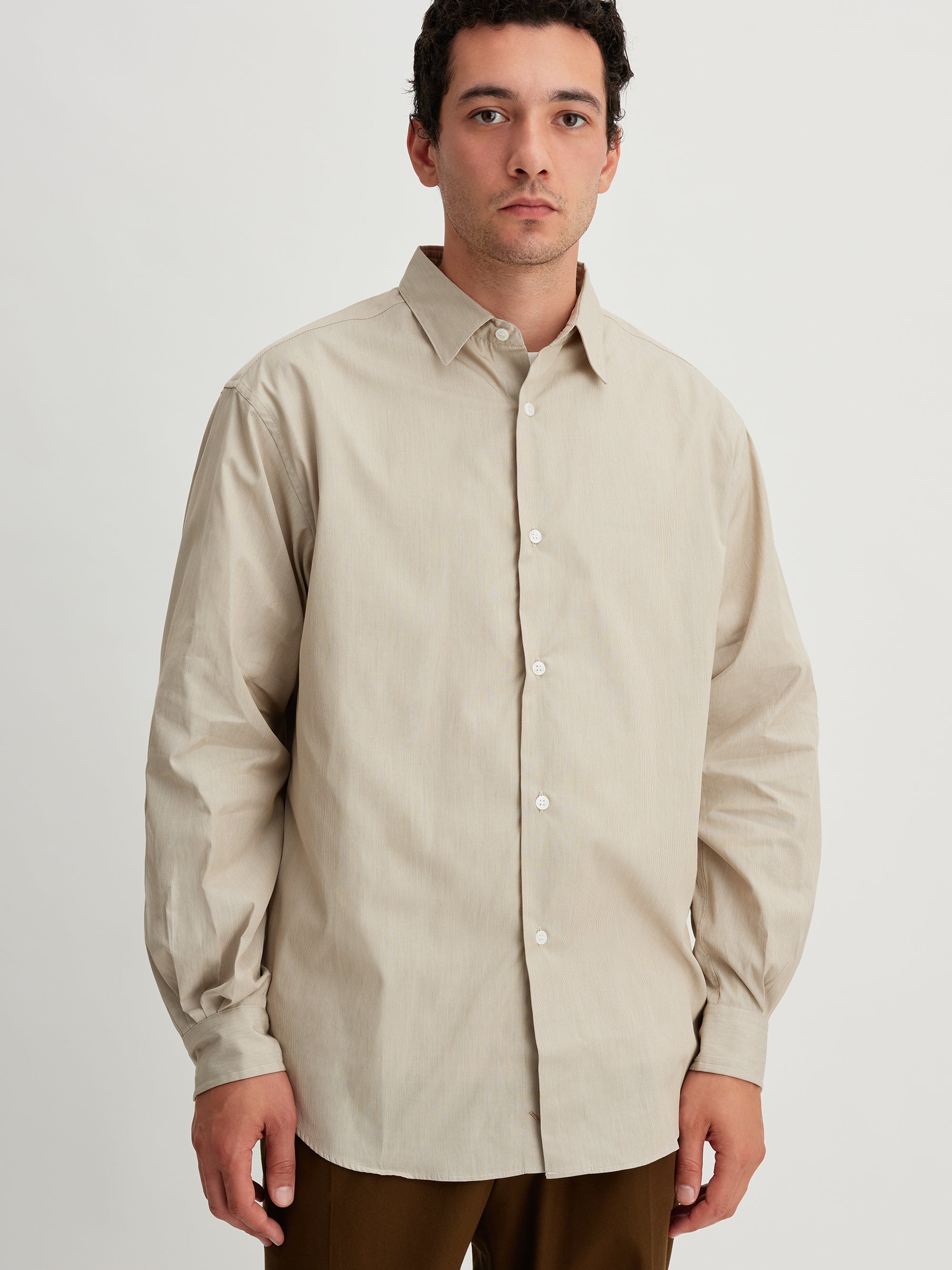 Beige | Regular Collar Stripe Shirt | Saturdays NYC
