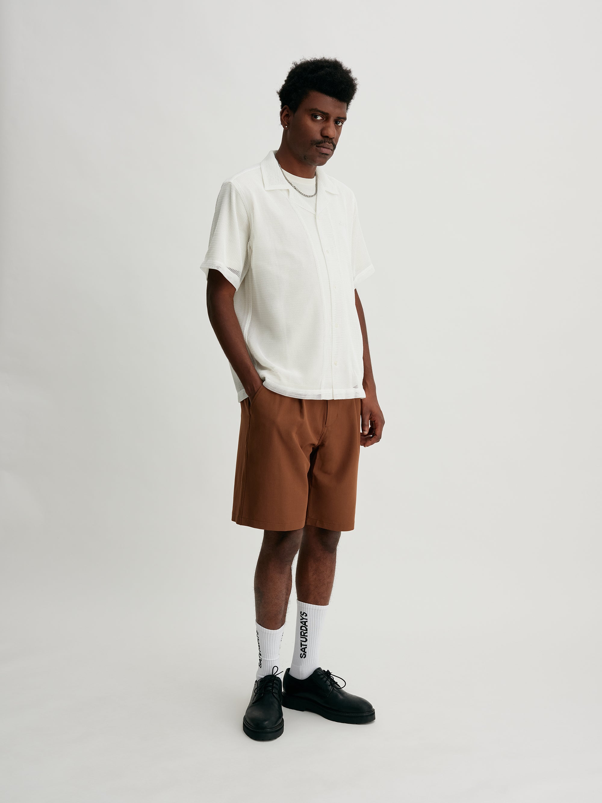 Brown | Lightweight Wool Walk Shorts | Saturdays NYC
