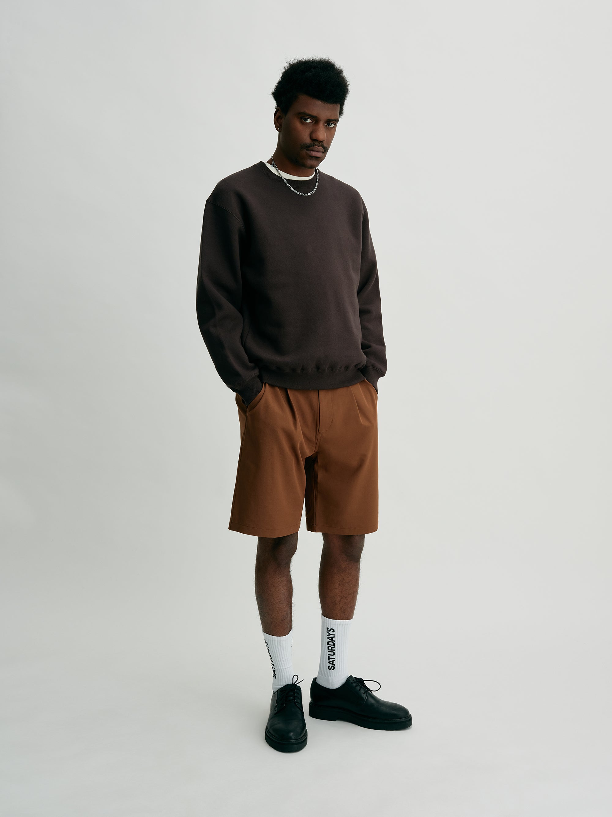 Charcoal | Wool Blend Crew Sweatshirt | Saturdays NYC