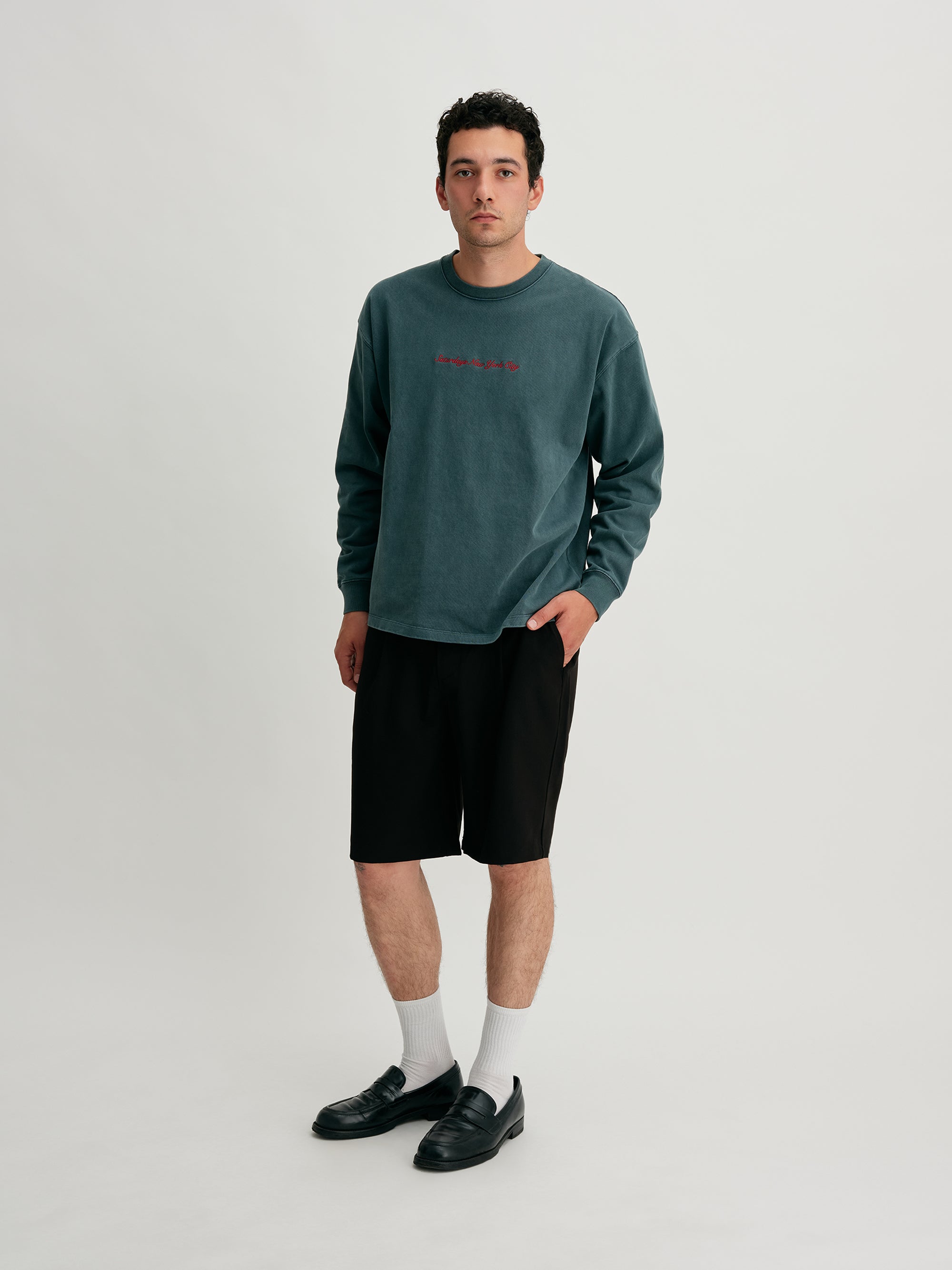 Blue | Heavy Weight Pigment LS Tee | Saturdays NYC