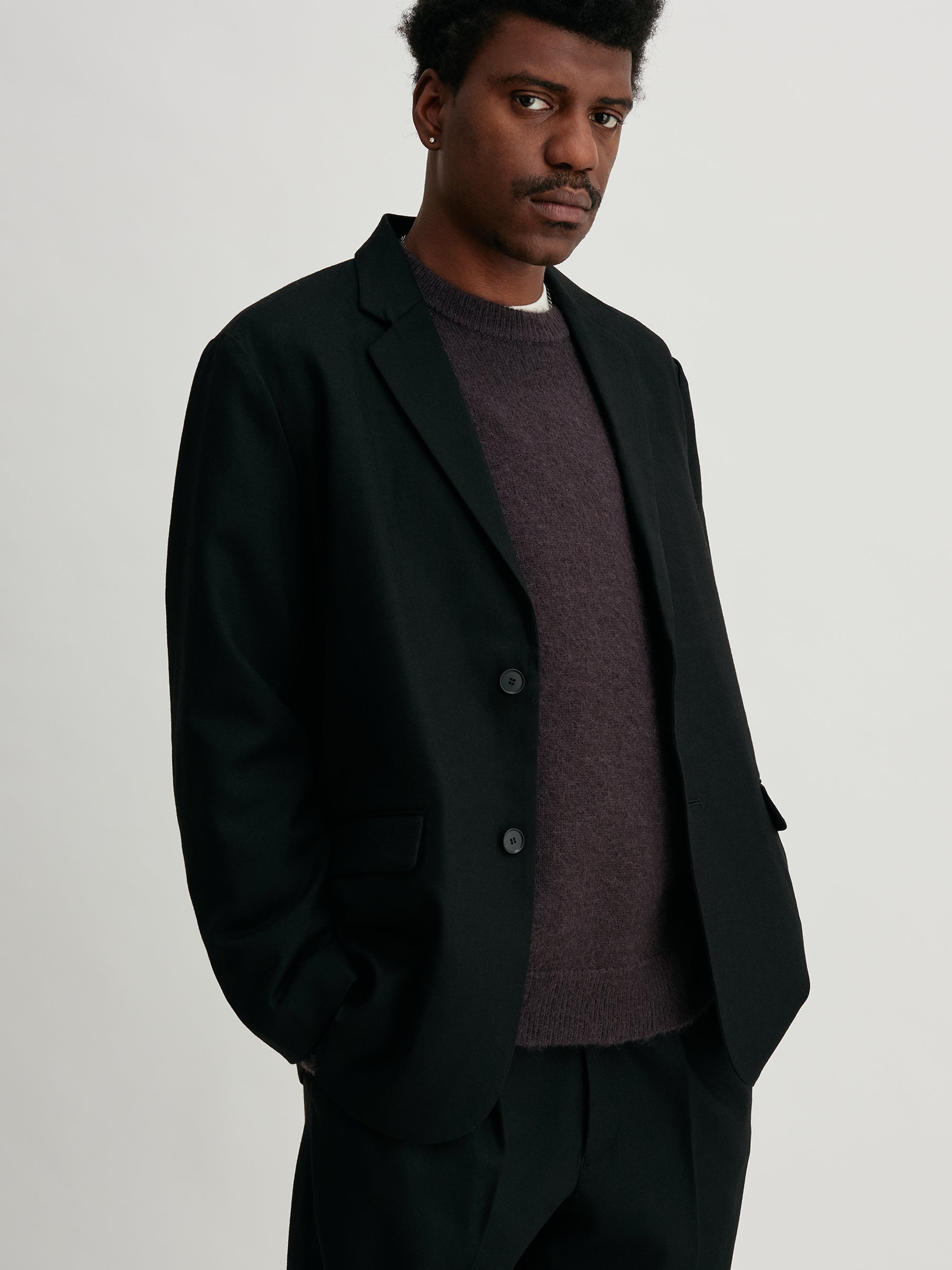 Black | Wool Saxony Tailored Jacket | Saturdays NYC