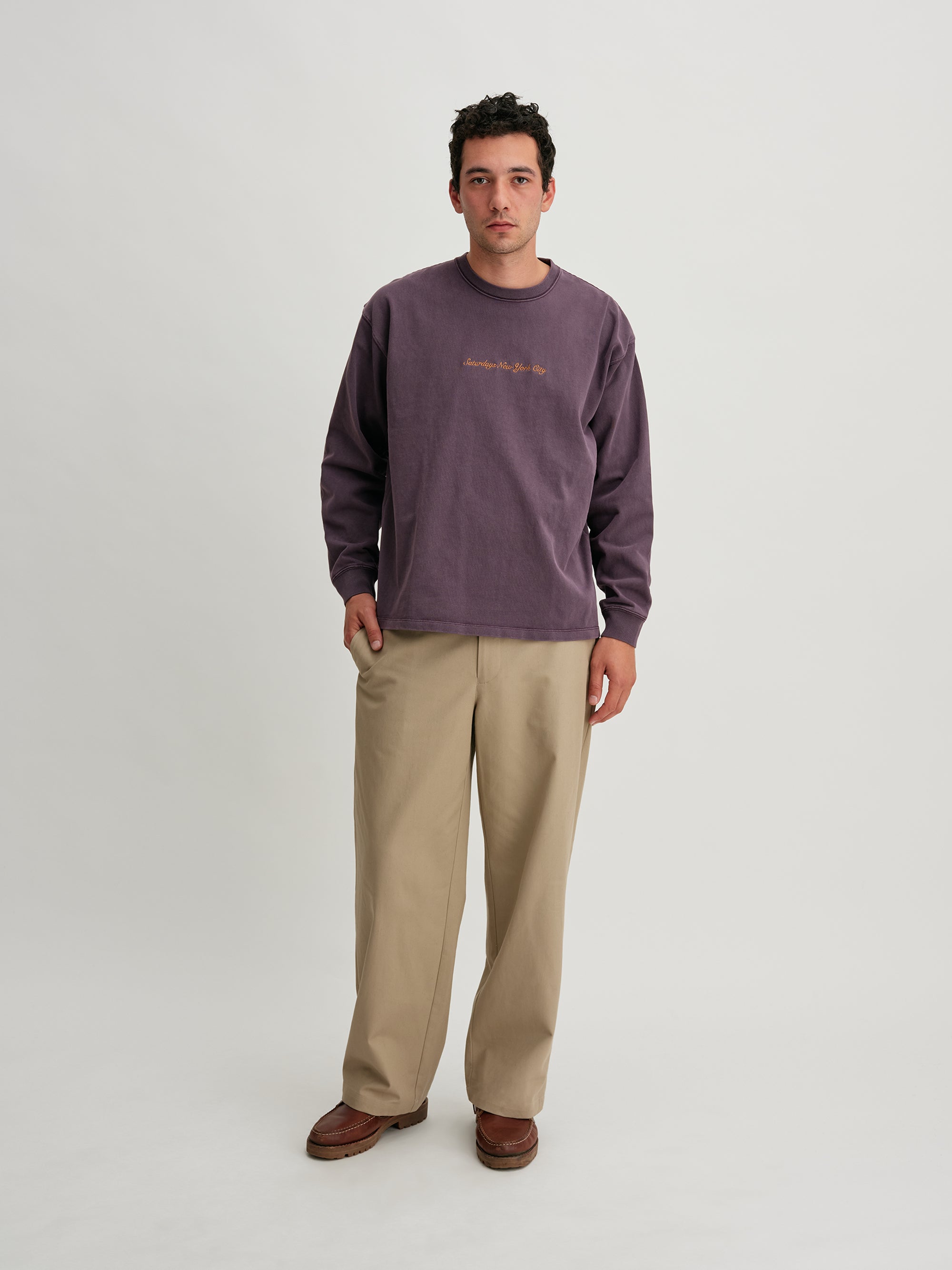 Purple | Heavy Weight Pigment LS Tee | Saturdays NYC