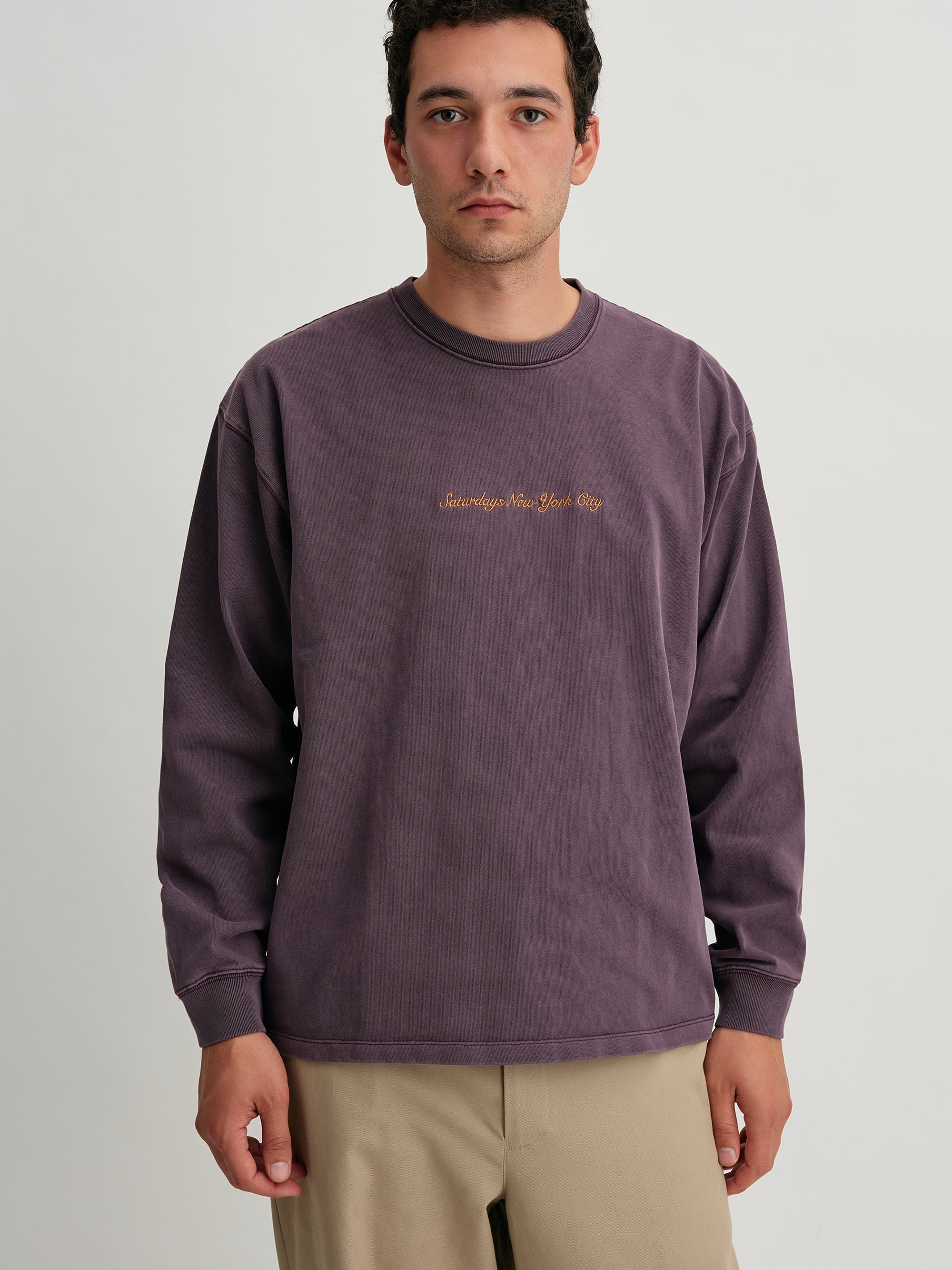 Purple | Heavy Weight Pigment LS Tee | Saturdays NYC