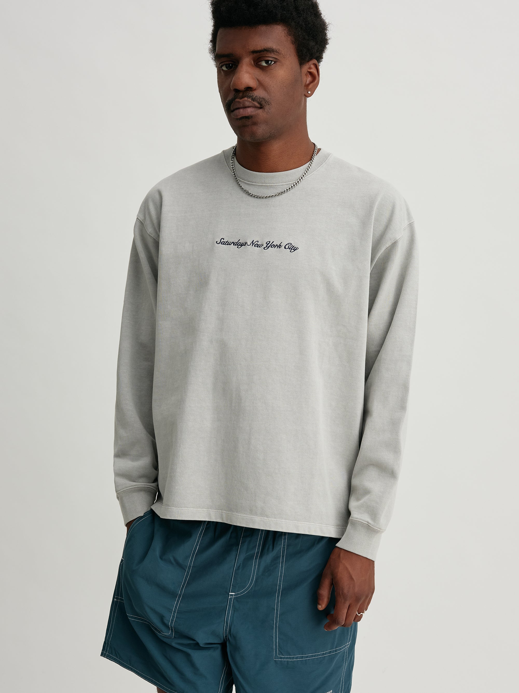 Light Grey | Heavy Weight Pigment LS Tee | Saturdays NYC