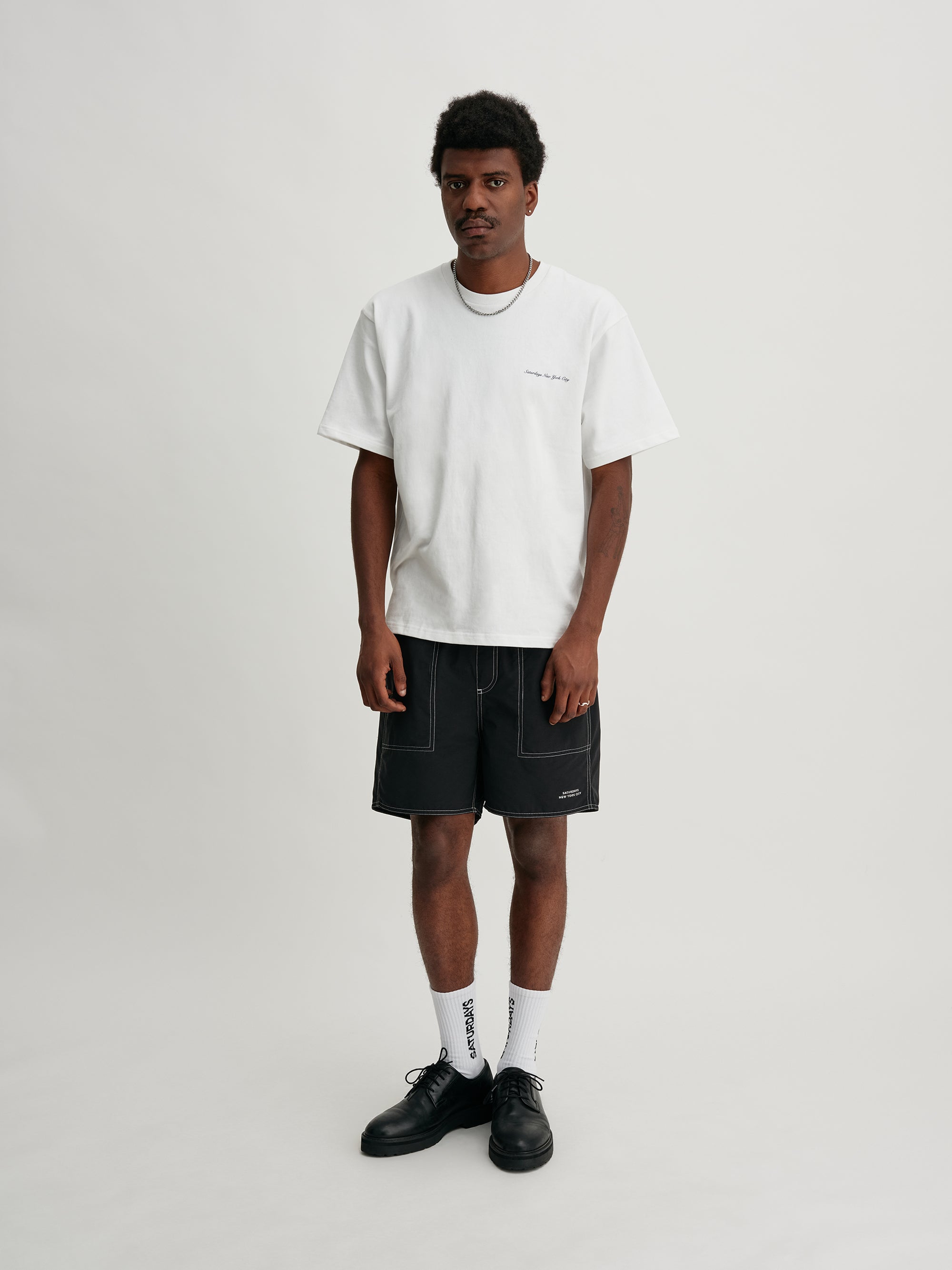 Black | Talley Contrast Stitch Swim Shorts | Saturdays NYC