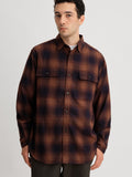 Brown | Ombre Check Work Shirt | Saturdays NYC