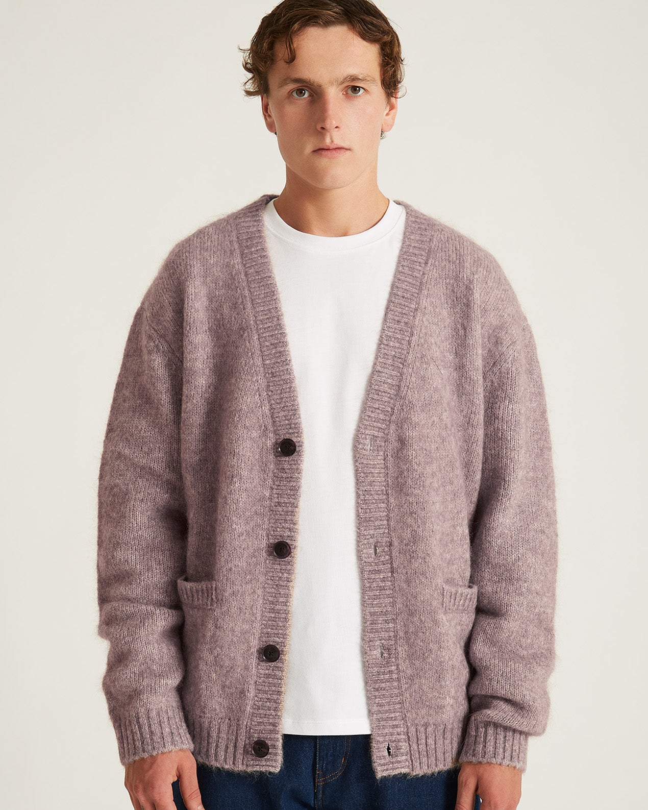 Pumice | Michael Shaggy Wool Cardigan