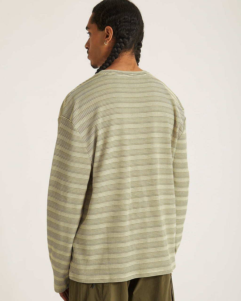 French Vanilla | Striped Waffle Relaxed LS Tee