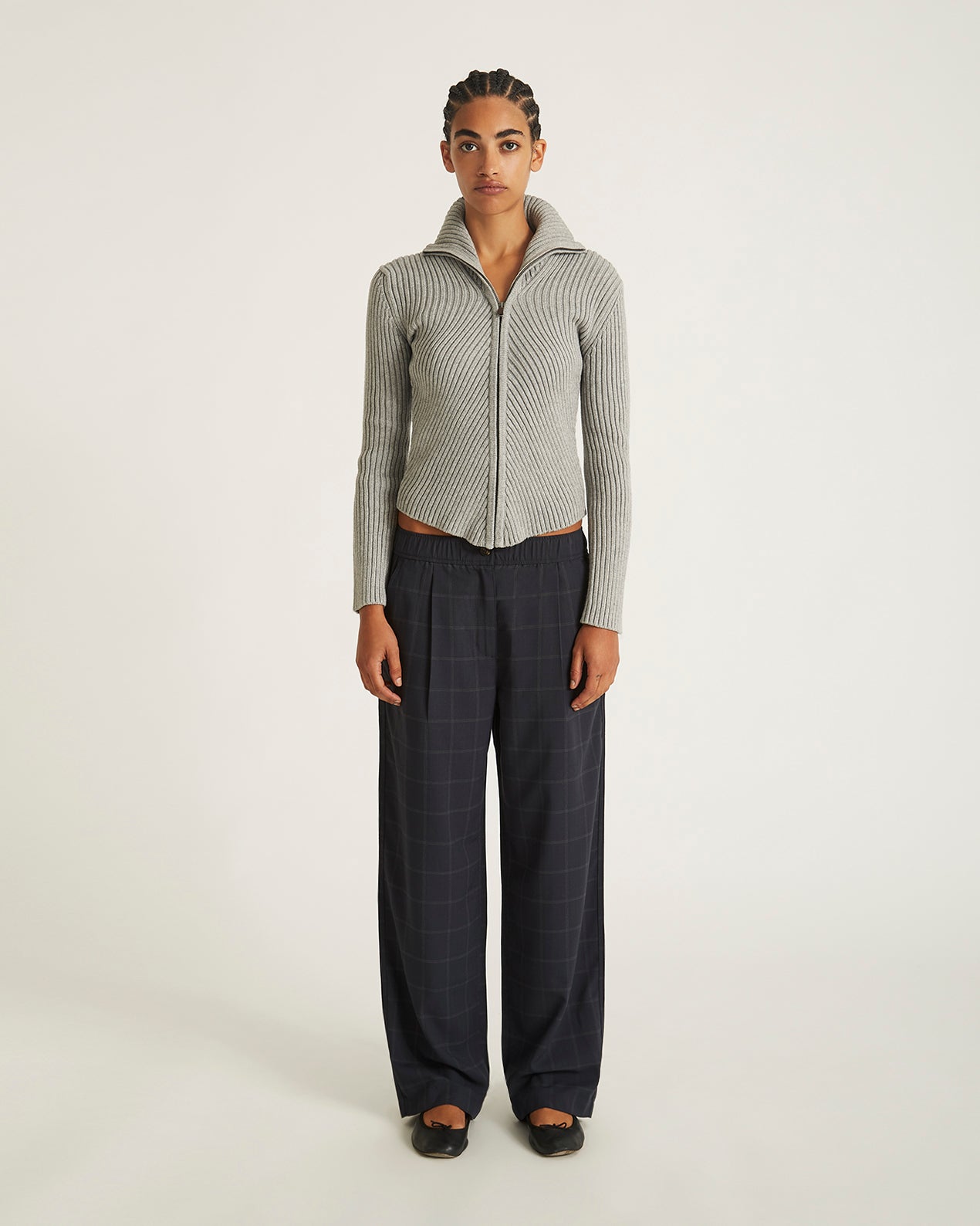 Ash Heather | Leah Cashmere Zip Sweater