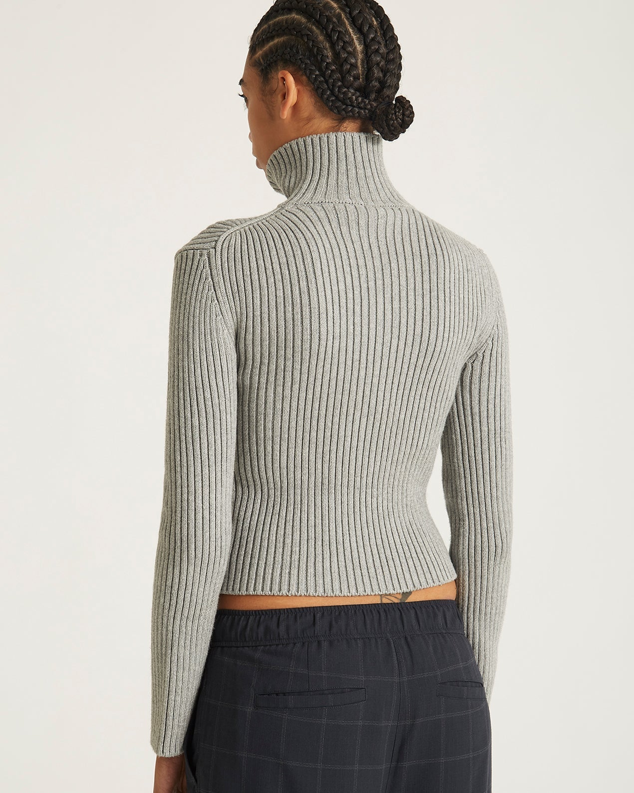 Ash Heather | Leah Cashmere Zip Sweater