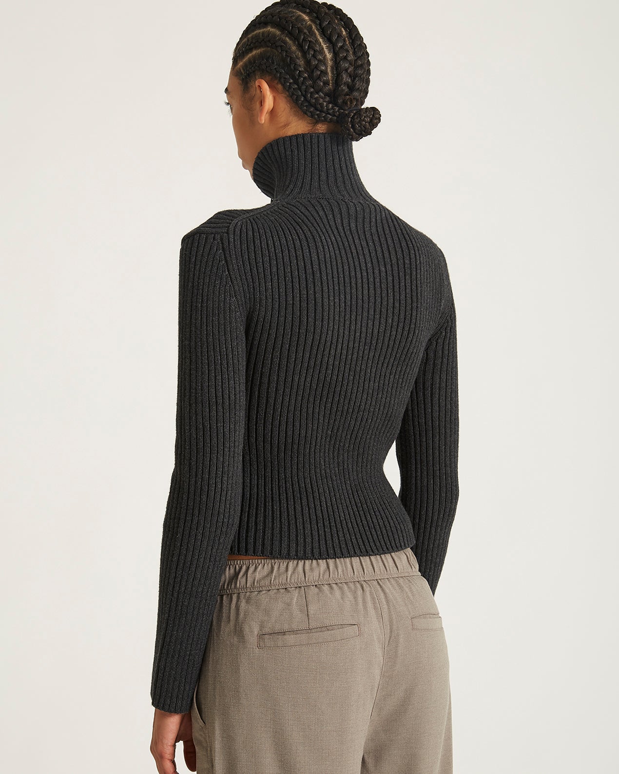 Charcoal Heather | Leah Cashmere Zip Sweater